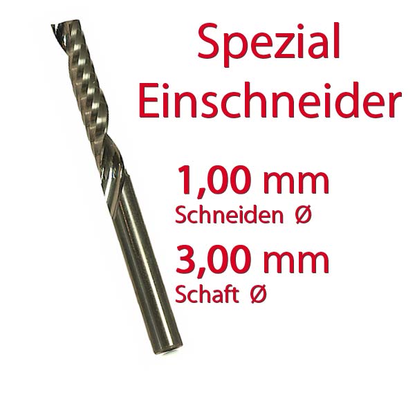 1mm - Der  Kunststoff-Fräser: Einschneider, Vollhartmetall, Rechtsdrall, poliert