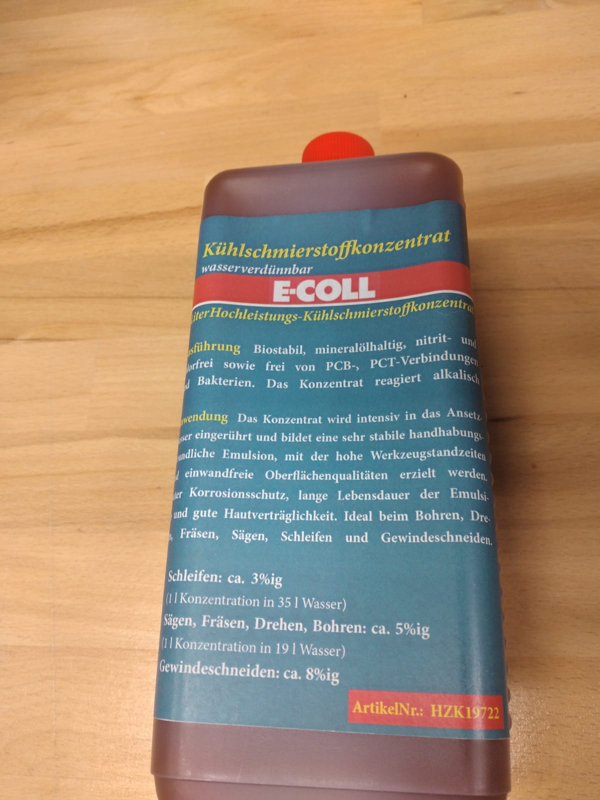 1 Liter E-COLL Hochleistungs-Khlschmierstoffkonzentrat wasserverdnnbar 1/20