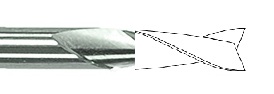 0,6mm x 3,0 / 3,175mm ALU Spezial VHM, 2schneidig, Fischschwanzanschliff, rechtsspiralig